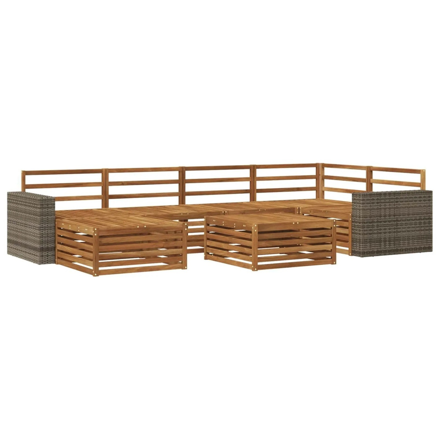 vidaXL Outdoor-Sofagarnitur aus Akazienholz in Braun, 7-teiliges Set mit Latten-Design und Tisch - Bild 2