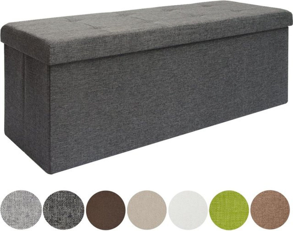Dunedesign Faltbare Sitzbank als Sitztruhe mit 2 Trennwänden und Polsterung in Grau, B/T/H: 110 x 38 x 38 cm - Bild 1
