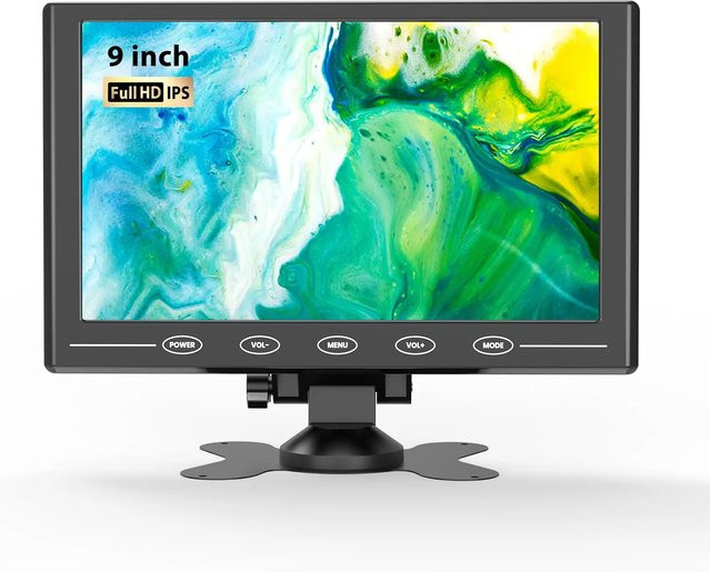 Eyoyo 9 Zoll LCD-Monitor mit Touch-Funktion, 1024 x 600 HD-Bildschirm in Schwarz mit HDMI, VGA, AV und USB-Anschluss, integriertem Lautsprecher und Ständer - Bild 1