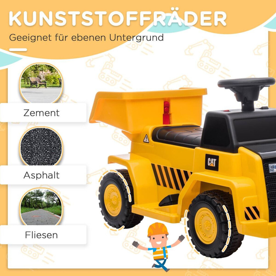HOMCOM Elektro Kindertraktor Gelb mit kippbarer Ladefläche, Licht und Sound, Aufsitztraktor für Kinder von 1,5 bis 3 Jahren, B/H/L: 36 x 74,5 x 43,5 cm - Bild 5