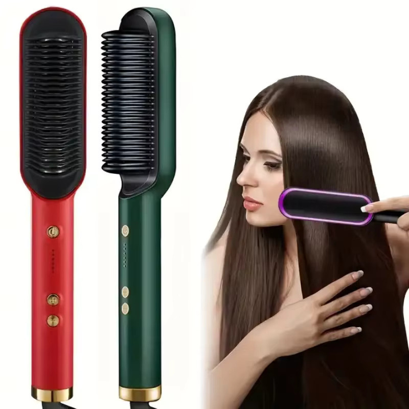 Haarglätter 3 in 1 Keramik Haarglättungskamm und Lockenwickler, grün, Damen - Bild 5
