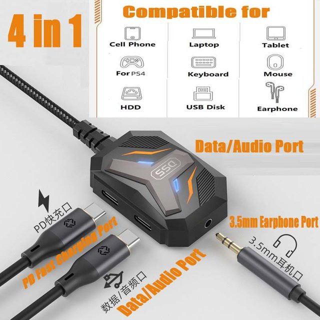 OULLX USB-C auf 3,5 mm Klinkenadapter für Audioübertragung und Telefonate, Schwarz - Bild 1