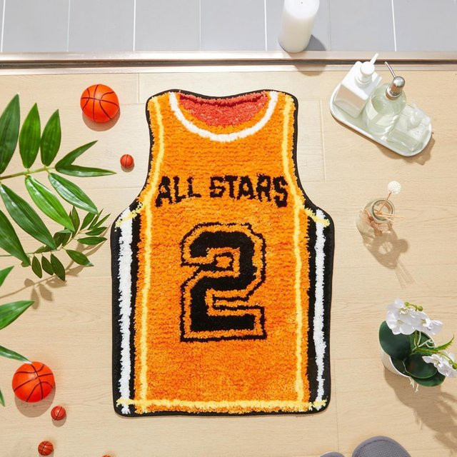 VIKAMA Basketball-Fußmatte in Orange für sportliche Dekoration im Badezimmer oder Schlafzimmer - Bild 1