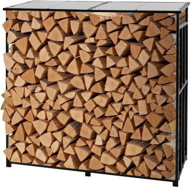 VEVOR Kaminholzregal mit Schrägdach aus pulverbeschichtetem Q195-Stahl in Schwarz, B/T/H: 185 x 70 x 180 cm - Bild 1