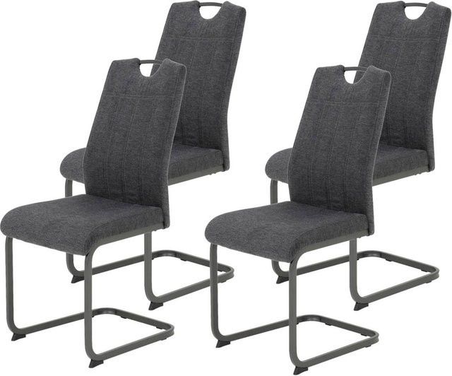 4er Set Stühle Hela Britta in Anthrazit Grau aus Microfaser mit Metallgestell, B/H/T: 44 x 100 x 59 cm - Bild 1