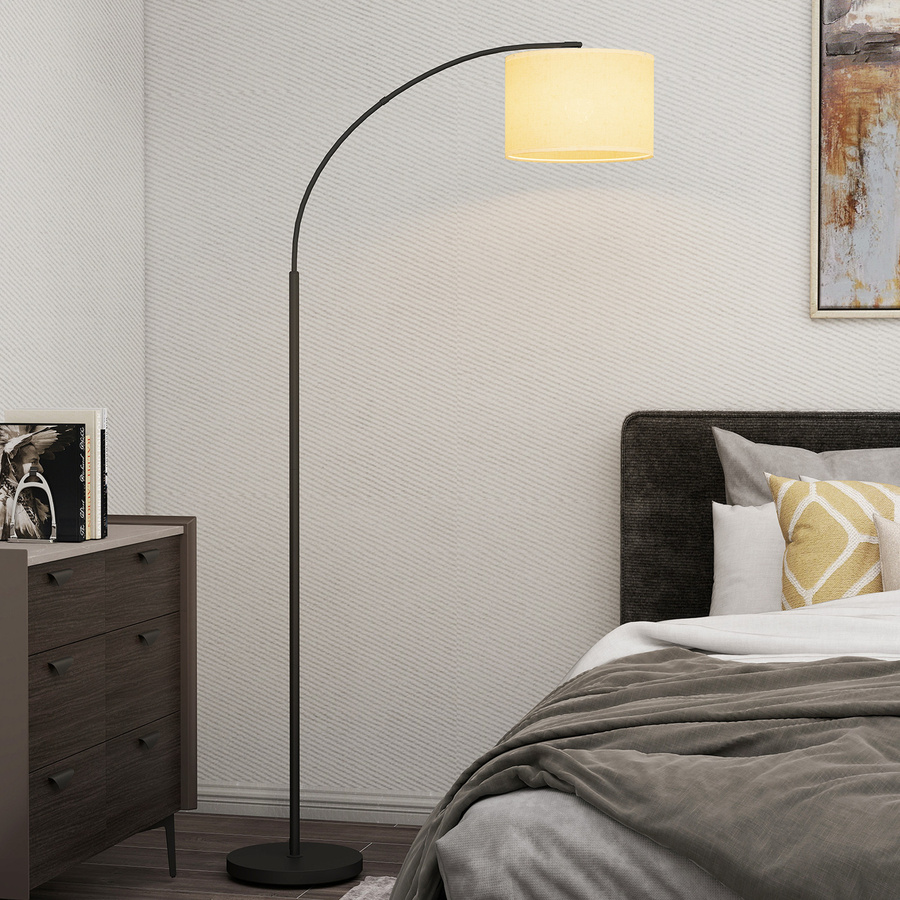HOMCOM LED-Stehlampe Schwarz mit Fernbedienung, dimmbar, verstellbarer Lampenschirm, 11 Farbtemperaturen und 11 Helligkeitsstufen, inklusive Timer und Leuchtmittel, Höhe: 180 cm - Bild 1