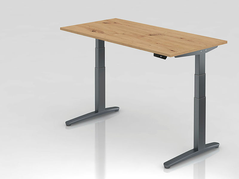 Hammerbacher Büro Schreibtisch Modell XBHM16 höhenverstellbarer Stehtisch mit Memory-Schalter in Braun, B/T: 160 x 80 cm - Bild 1