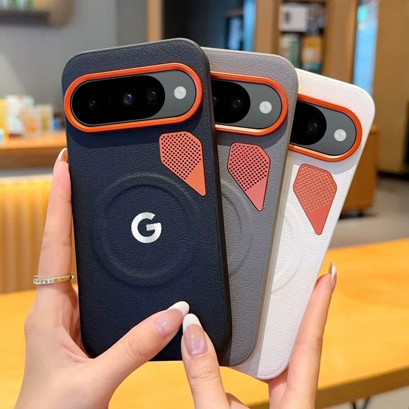 Stoßfeste PU-Lederhülle für Google Pixel 10 Pro XL und Pixel 10 Pro mit magnetischer Ladung und Wärmeableitung in Weiß - Bild 1
