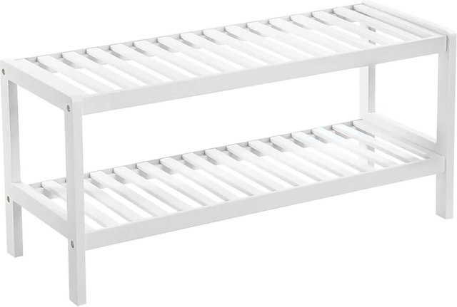 Songmics Schuhregal aus Bambus in Weiß, B/T/H: 70 x 26 x 33 cm - Bild 1