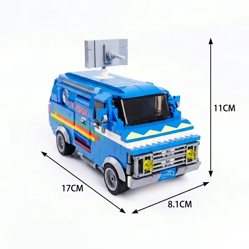 MENBIS Mystery Town Bricks 80er Retro Fahrzeug, Bausteine Set, Blau - Bild 4