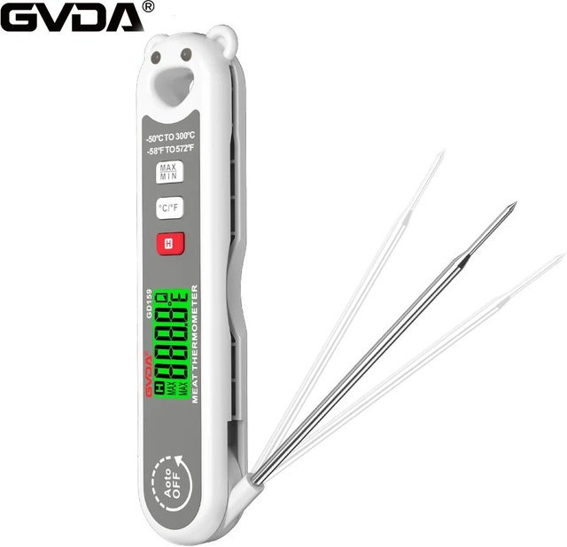Gvda Digitales Küchenthermometer in Weiß für Fleisch, Öl und Milch mit Digitalanzeige - Bild 1