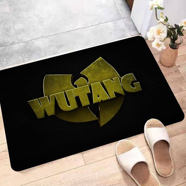 Miniso Hip Hop Wu-Tang C-Clan Teppich, Rutschfeste Raummatte für Wohnzimmer und Flur, Schwarz, B: 150 cm, T: 100 cm - Bild 1