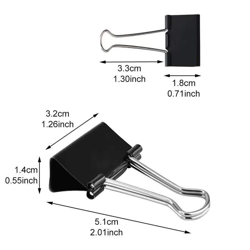 TMZ Metall Binder Clips Schwarz 32mm für Büro und Haushalt - Bild 2