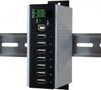 Exsys Ex 1177HMVS-WT USB-Hub mit 7 USB 2.0 Anschlüssen, an DIN-Schiene montierbar, Schwarz - Bild 1