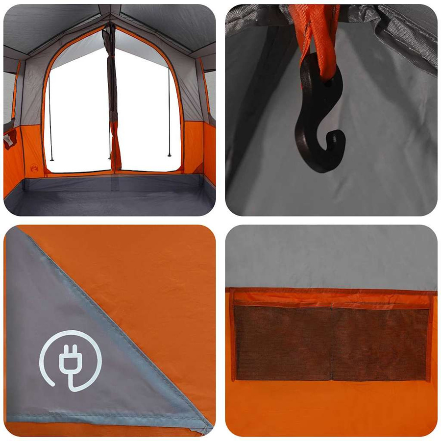 vidaXL Familienzelt Grau und Orange B/T/H: 324 x 255 x 230 cm - Bild 3