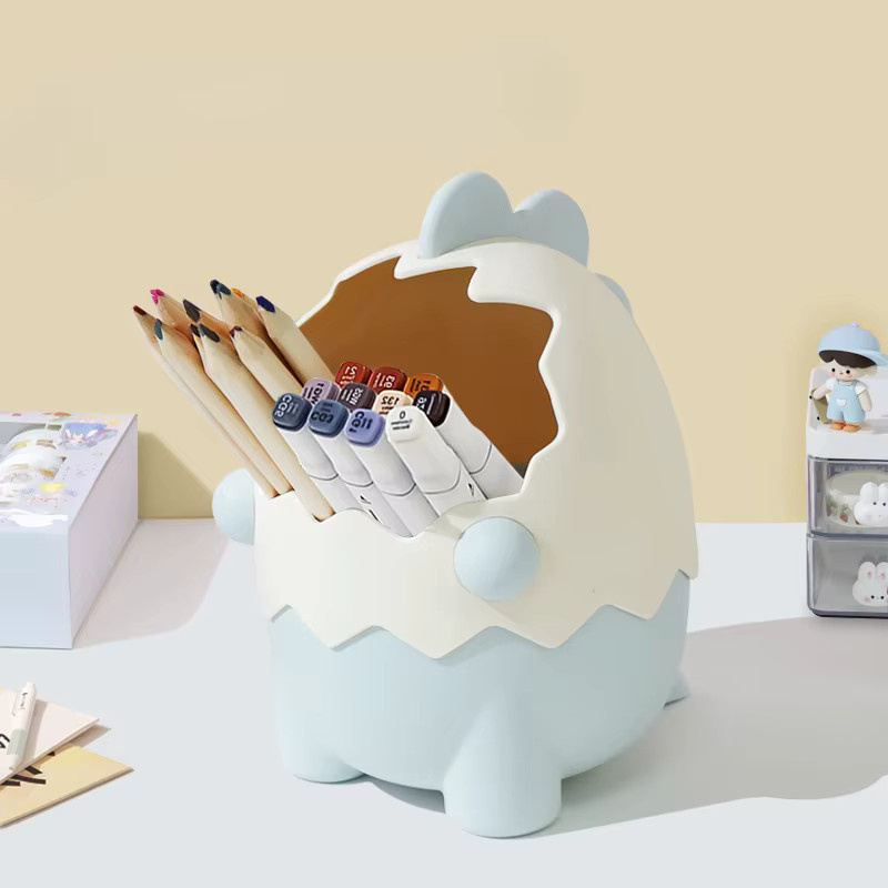 Kawaii Dinosaurier-Ei Stifthalter für deinen Schreibtisch in Blau aus Kunststoff - Bild 2