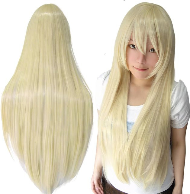 Miki Hoshii Cosplay-Perücke, Synthetikhaar, gerade, blonde Haarteile, 32inches - Bild 1