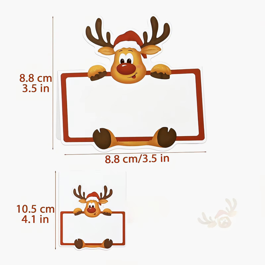 50 Stück Weihnachts-Tischkarten mit Rudolph-Rentier Motiv in Rot und Weiß aus Papier - Bild 6