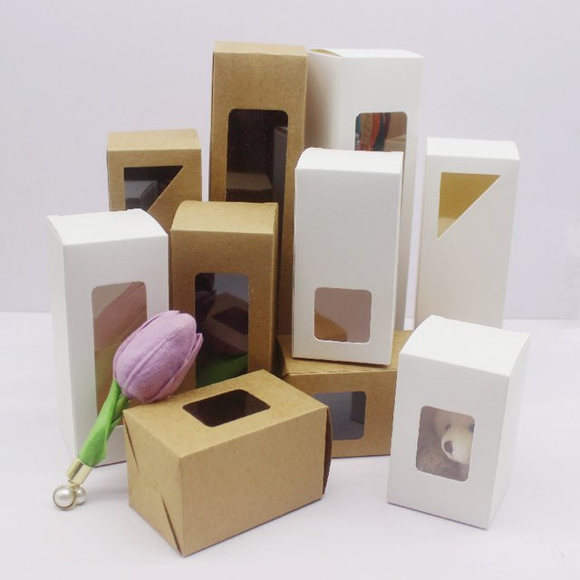 10 Stück ZerongE jewelry Geschenkverpackungsboxen mit Fenster aus Papier, Weiß, B/T/H: 5 x 5 x 8 cm, 5 x 5 x 10 cm, 5 x 5 x 12 cm, 5 x 5 x 15 cm, 5 x 5 x 20 cm - Bild 1