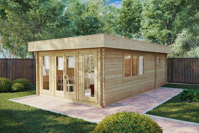 Blockhaus Stefan 3 mit Schlafzimmer und Duschraum, Holzhaus mit 30 m² Wohnfläche, 4 x 7 m - Bild 1
