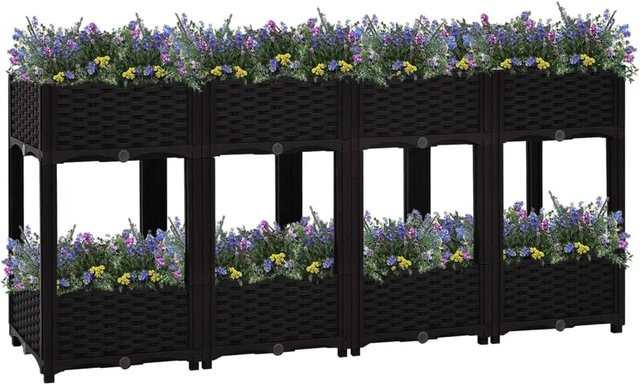 furnicato Hochbeet aus Polypropylen in Schwarz, B/T/H: 160 x 40 x 71 cm - Bild 1