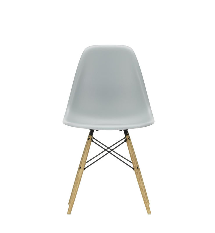 Vitra DSW Eames Plastic Side Chair in Grau mit Kunststoffschale und Holzbeinen - Bild 2