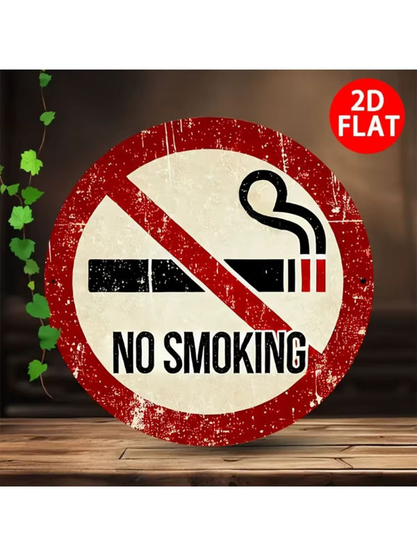 Hello Young No Smoking Vintage Eisenschild rund aus Metall in Weiß, Durchmesser: 20,3 cm - Bild 7