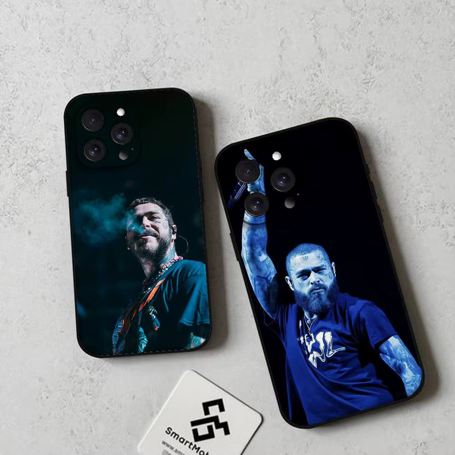 Singer P-Post M-Malone Slim Handyhülle in Schwarz für iPhone 17, 16, 15, 14, 13, 11, X, XR, XS Max, Pro Max, Plus und 13 Mini - Bild 3
