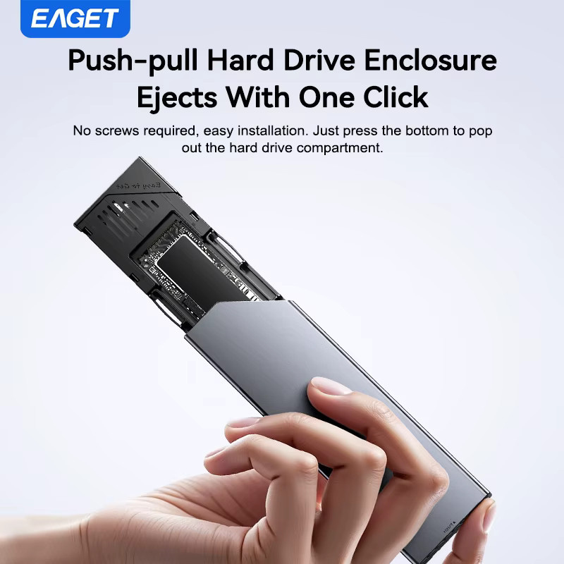 EAGET M.2 SSD-Gehäuse für NVMe und NGFF, 10 Gbit/s USB-C Adapter, Grau - Bild 2