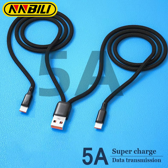 NNBILI 2-in-1 Schnellladekabel Typ C und Micro USB Y-Splitter 5A in Schwarz und Rot - Bild 1