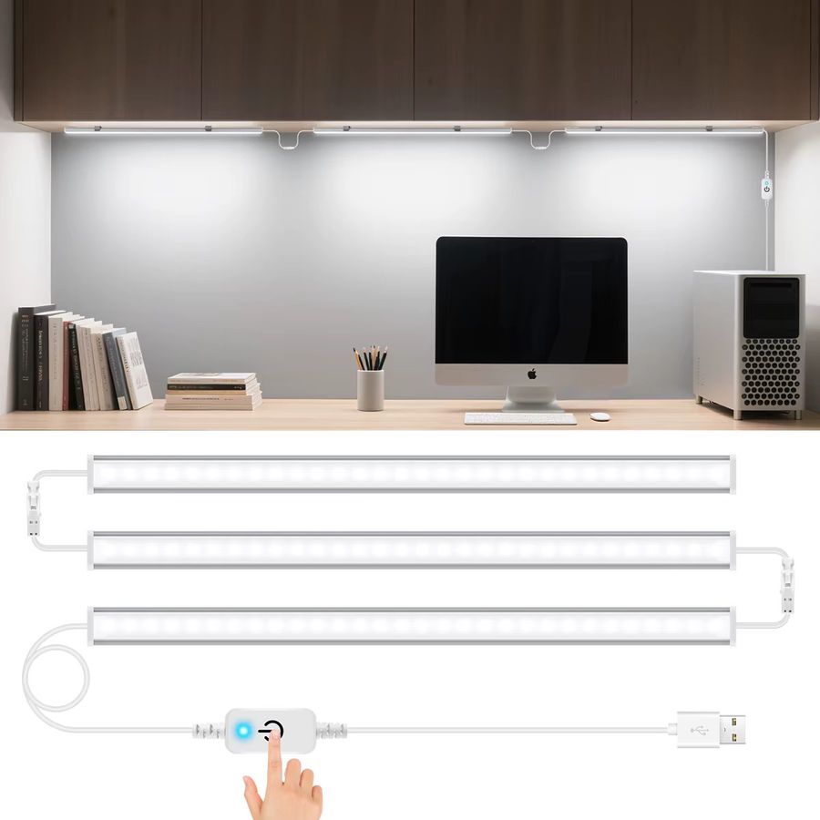 MALITAI LED Unterbauleuchte mit Touch-Sensor und Dimmfunktion, 3er-Set, Weiß, Länge: 30 cm - Bild 2