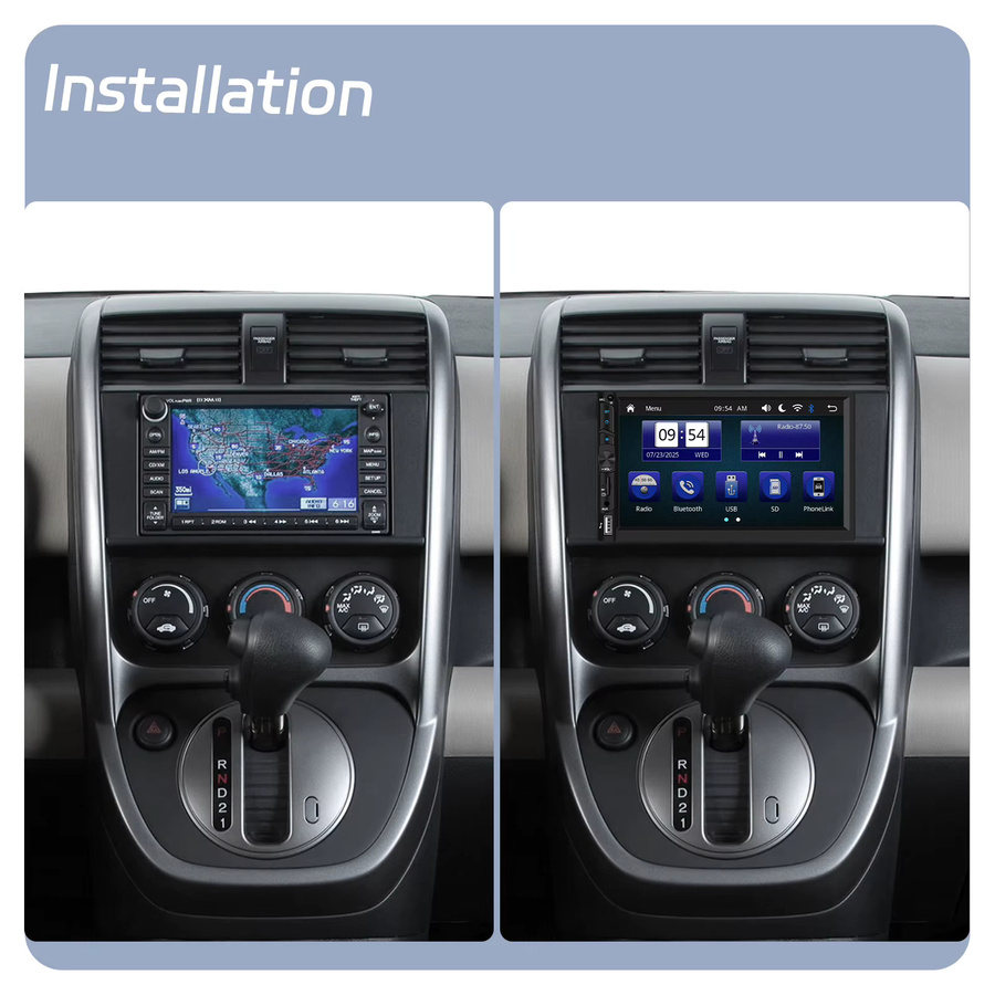 Podofo 2Din 7 Zoll Autoradio mit kabellosem Carplay und Android Auto, Bluetooth, AUX und EQ Sound, Schwarz - Bild 3