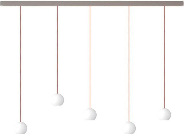 KOMOT KOS Quinto S LED-Pendelleuchte mit Schiene, 200 cm, Nickel matt, Orange und mundgeblasenem Opalglas, Tunable White (2200K - 4200K) - Bild 1