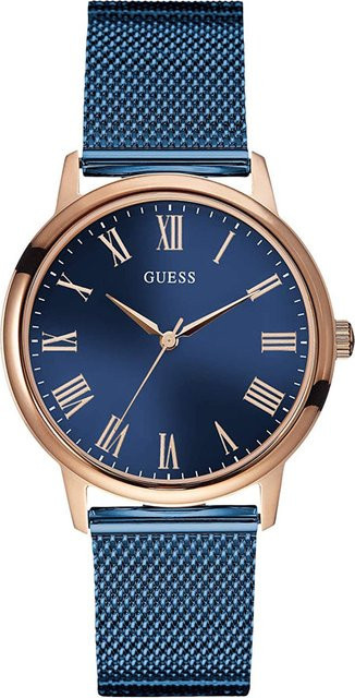 Guess Herrenuhr, Quarz, Edelstahl, Blau, Roségold, 39 mm - Bild 1