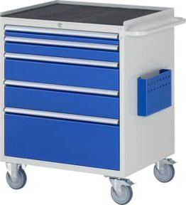 Rau Montagewagen aus Metall mit 5 Schubladen in Silber und Blau, B/T/H: 77 x 65 x 97,5 cm - Bild 1