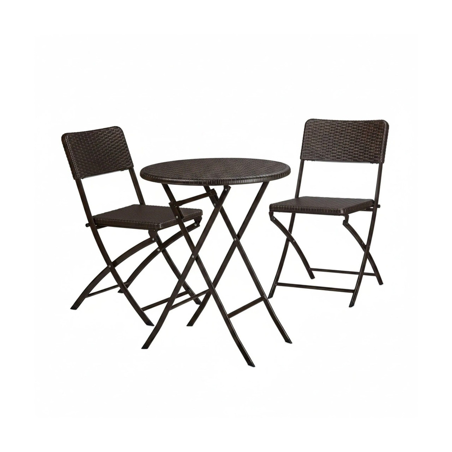Relaxdays Gartenmöbel Set aus Stahl und Kunststoff in Braun mit Rattan-Optik, dreiteilig und klappbar - Bild 2