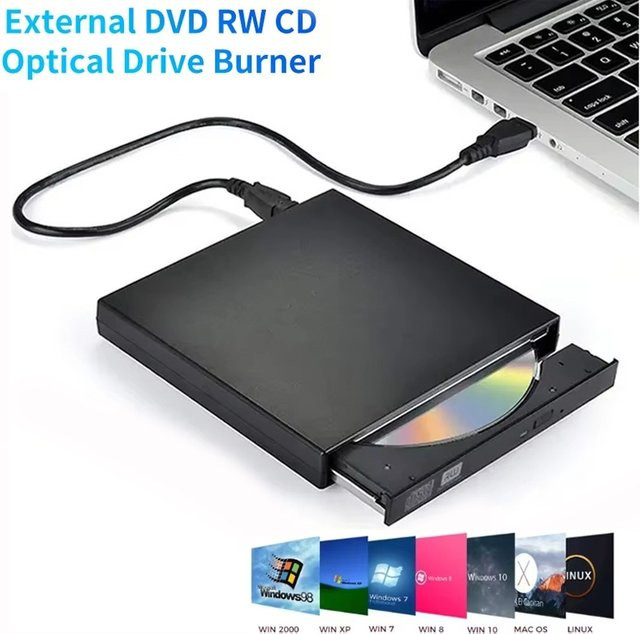 Mrgabwte Externes USB 3.0 CD-DVD-Laufwerk, Schreibfähiges CD-RW-Laufwerk und DVD-ROM-Player in Schwarz für Laptop und Desktop PC - Bild 1