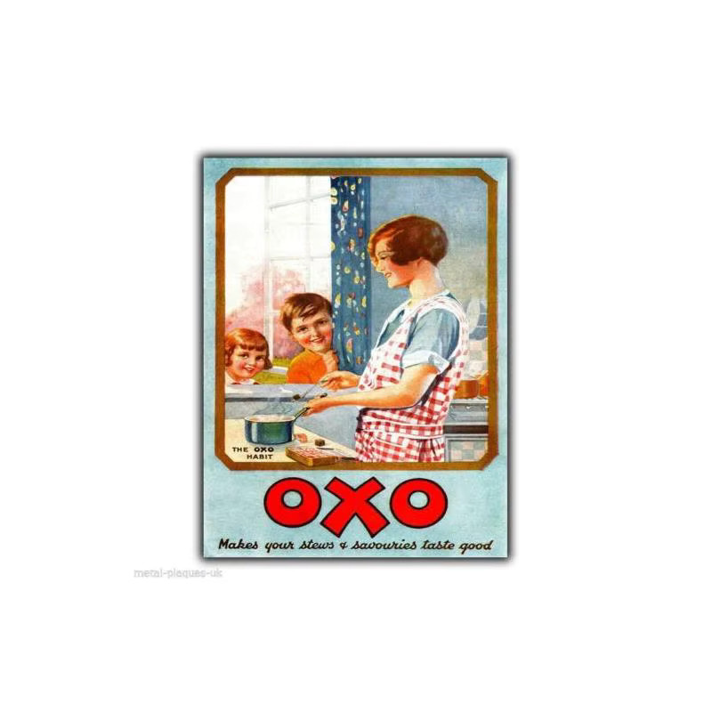 OXO Vintage Metallwandschild Küchenplakat Retro-Druck von 1928, Aluminium, Mehrfarbig, B: 20,0 cm, H: 20,0 cm, T: 0,1 cm - Bild 2