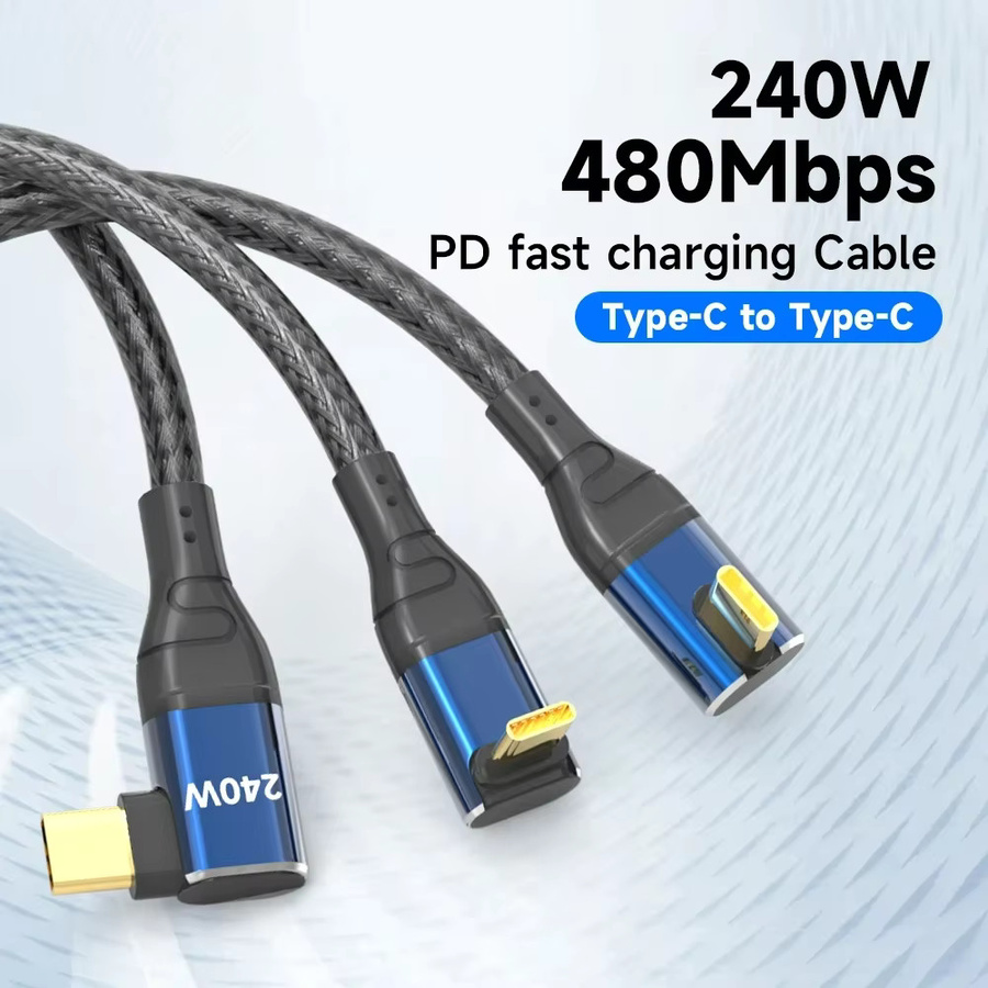BSN USB-C auf USB-C Ladekabel mit 240W PD Schnellladefunktion und Elbow-Design in Schwarz - Bild 2
