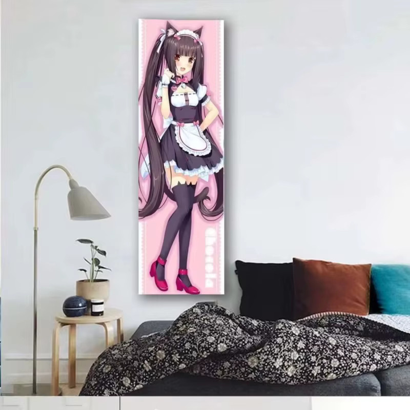 VIKAMA Vertikaler Katzen-Wandbehang im Comic-Stil, Dekoratives Polyester-Hängetuch mit Tier-Illustration, Mehrfarbig, Breite: 40 cm, Höhe: 150 cm - Bild 2