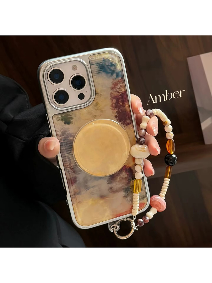 MUQGEW Handyhülle mit Marmor-Muster in Multicolour, stoßfeste Abdeckung mit Tropfenkleber, Halterung und Kette für iPhone 17, 16, 15, 14, 13, 12 Pro Max - Bild 5