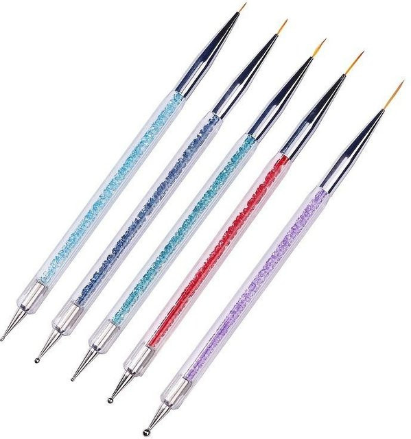 NATAWA Nail Art Liner Pinsel, 2 in 1 Dual-Ended, 5er Set, White - Bild 1