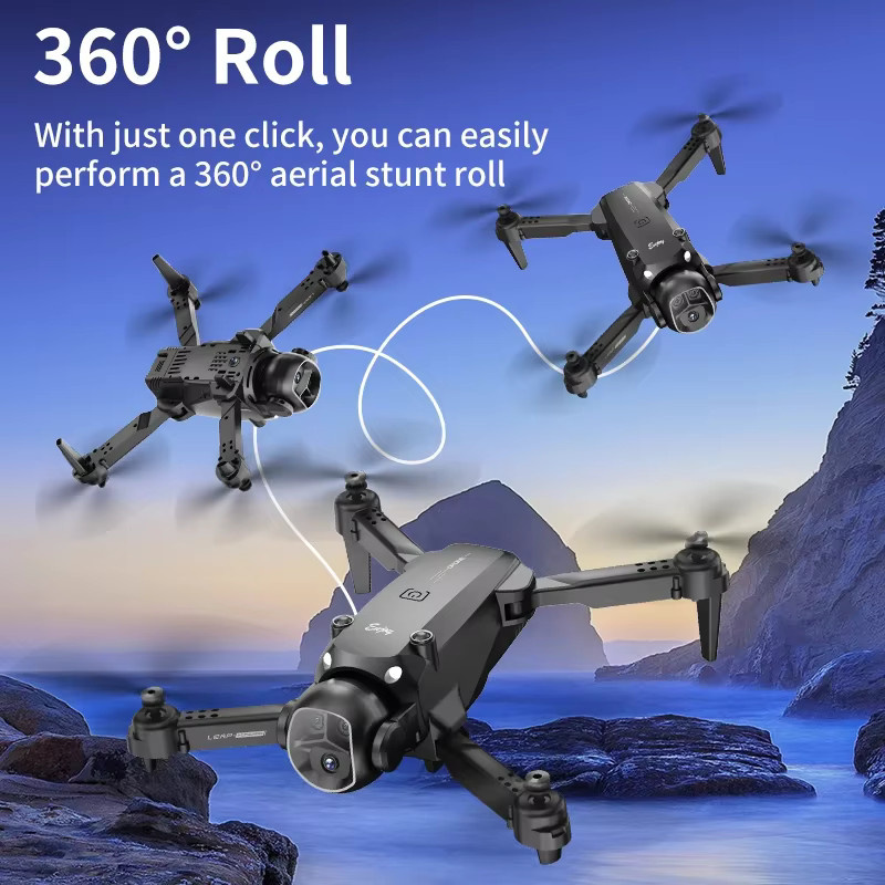 Professionelle E4 Drohne mit 8K Weitwinkel HD 1080P Kamera, WiFi FPV, faltbarer RC Quadrocopter in Schwarz - Bild 2