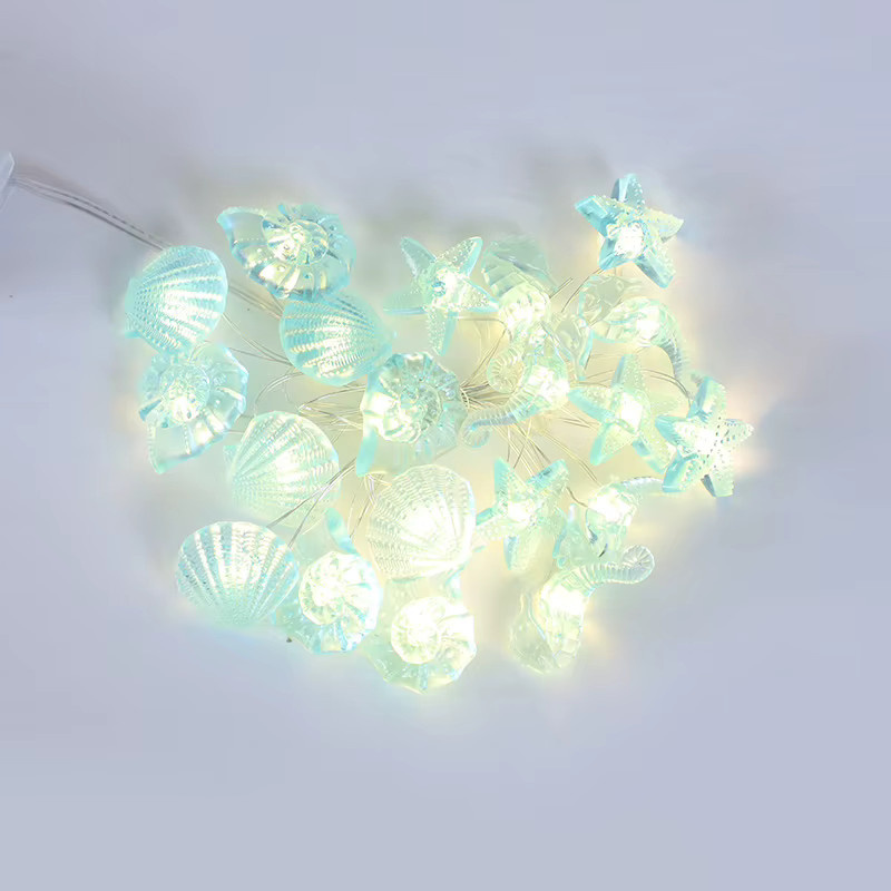 ZQCXLD LED Lichterkette mit Ozean-Motiv Muschel und Seestern für Party und Hochzeit, Länge: 2 m, 20 LEDs - Bild 2