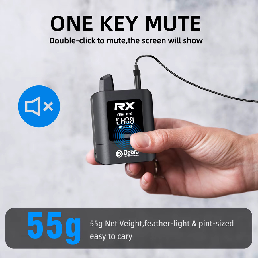 Debra ST-MINI Stereo Kabelloses In-Ear-Monitorsystem mit 2,4G Digitaler Signalübertragung in Schwarz - Bild 5