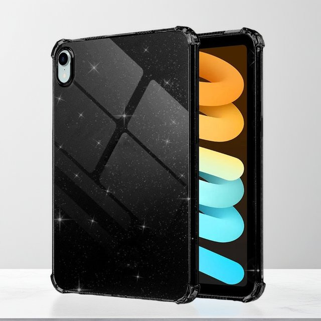 Glitzernde Silikonhülle für Apple iPad Mini 7 (2024) und iPad Mini 6 (2021) 8,3 Zoll, transparent mit Airbag-Schutz - Bild 1