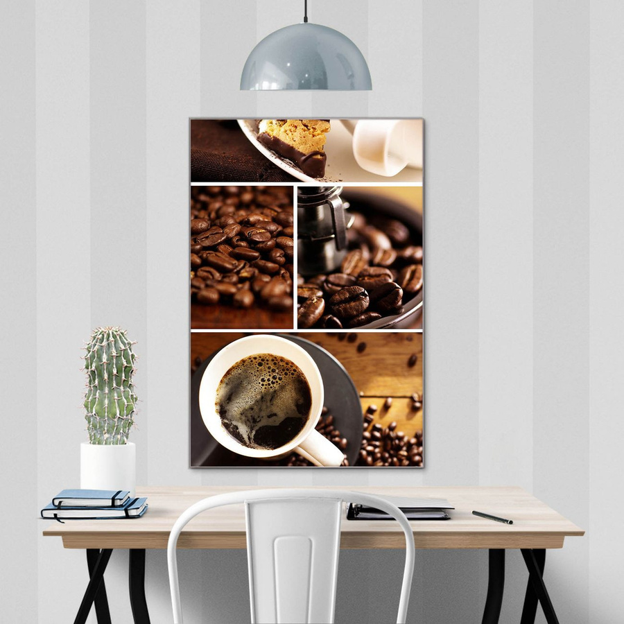 banjado Glas Magnettafel Motiv Kaffee & Schokolade, Hochformat, Mehrfarbig, B: 60 cm, H: 90 cm - Bild 1