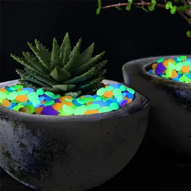 200 Stück leuchtende Kieselsteine für Garten, Pflanzen und Aquarium, Größe: 11 x 13 mm - Bild 1