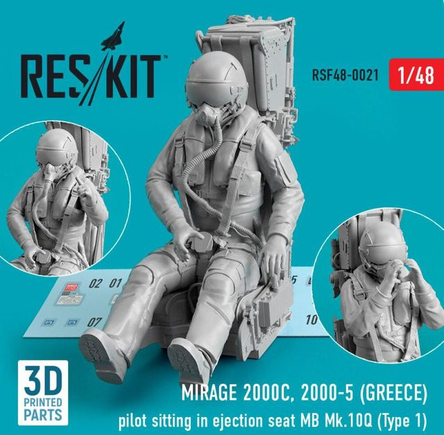 ResKit Models Mirage 2000C, 2000-5 (Greece) - Pilot sitting in ejection seat MB Mk.10Q (Type 1), Modellbau, 1:48 - Bild 1
