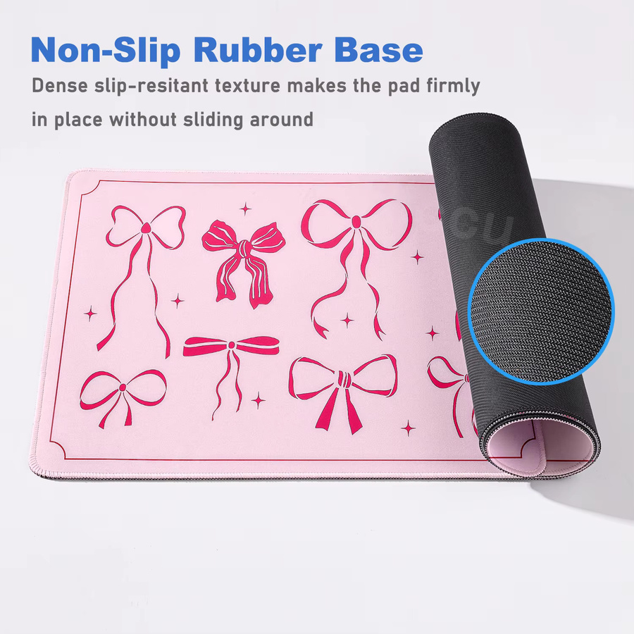 Riccu Mauspad Rosa Schleife Cartoon Design XXL Gaming Schreibtischunterlage für Mädchen - Bild 2
